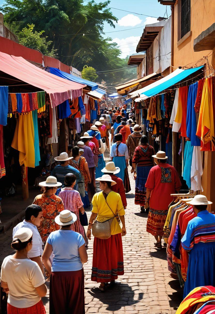 A lively shopping scene in Paraguay, showcasing colorful markets filled with vibrant textiles, artisan crafts, and enthusiastic shoppers exploring unique bargains. Include elements of traditional Paraguayan culture, such as vendors in traditional dress and products reflecting local heritage. Bright, engaging colors with a sense of community and excitement. super-realistic. vibrant colors. 3D.